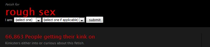 Fetlife snapshot of "rough sex" fetish--66,863 people getting their kink on